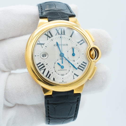 Cartier Ballon Bleu 44mm18K Yellow Gold Silver Dial W6920007