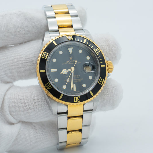 Rolex Submariner Date 40mm Blue Two-Tone 18K Yellow Gold Stainless 16613N