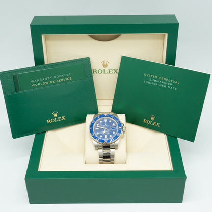 Rolex Submariner 'Smurf' 18kt White Gold Blue Ceramic 116619 2014 B&P