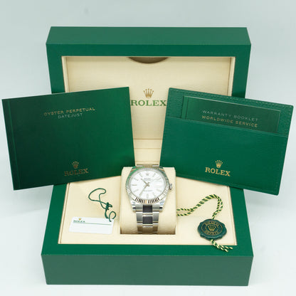 Rolex Datejust White Dial 126334 Fluted Bezel Oyster Bracelet 41MM 2024 B&P