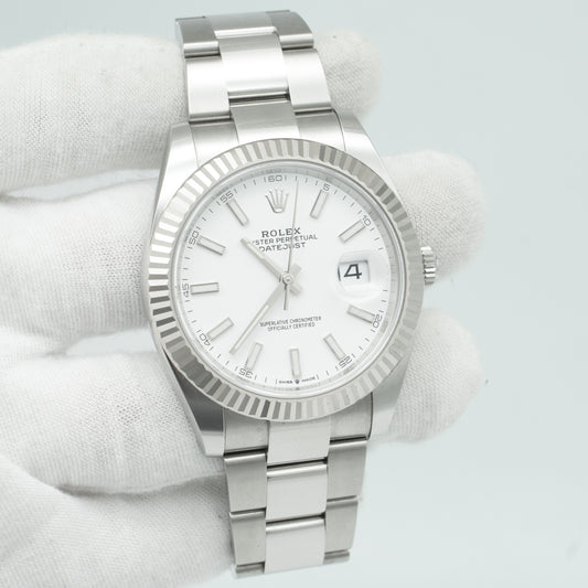Rolex Datejust White Dial 126334 Fluted Bezel Oyster Bracelet 41MM 2024 B&P