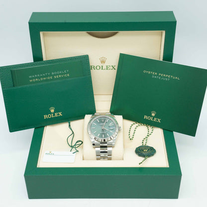 Rolex Datejust Mint Green Dial 126334 Fluted Bezel Oyster Bracelet 41MM 2025 B&P