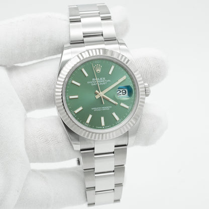 Rolex Datejust Mint Green Dial 126334 Fluted Bezel Oyster Bracelet 41MM 2025 B&P