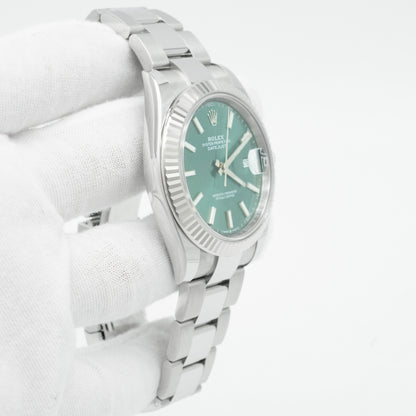 Rolex Datejust Mint Green Dial 126334 Fluted Bezel Oyster Bracelet 41MM 2025 B&P
