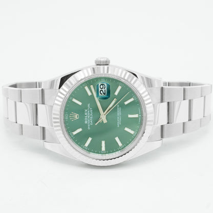 Rolex Datejust Mint Green Dial 126334 Fluted Bezel Oyster Bracelet 41MM 2025 B&P