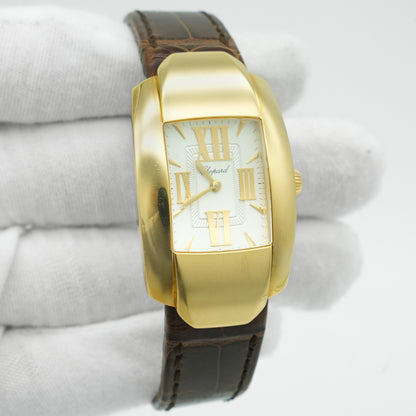 Unworn Chopard La Strada 18k Gold Leather Quartz Silver Ladies Watch 419255-0001