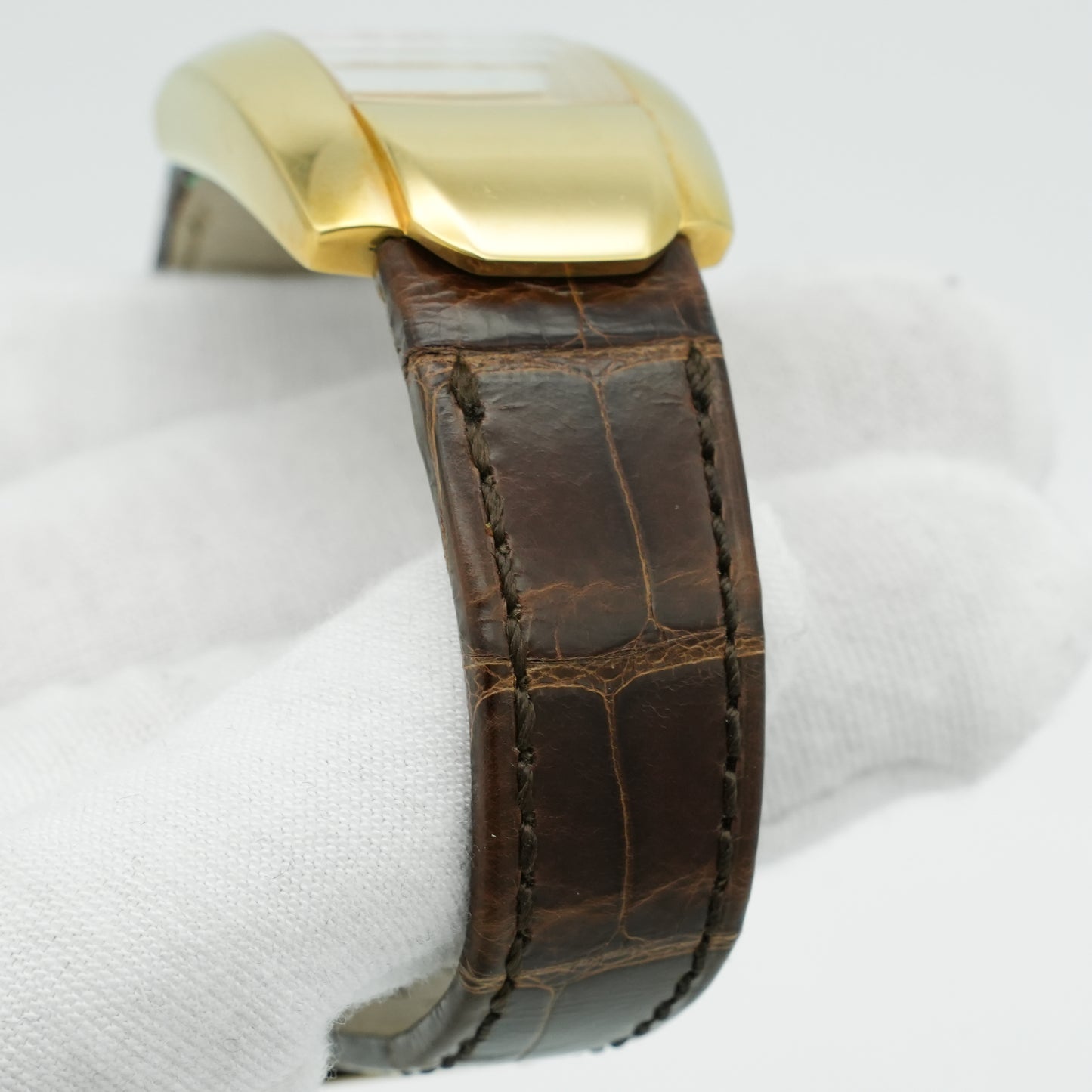 Unworn Chopard La Strada 18k Gold Leather Quartz Silver Ladies Watch 419255-0001