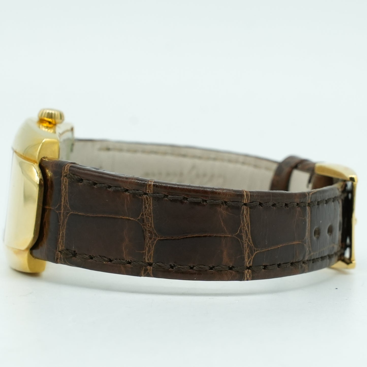 Unworn Chopard La Strada 18k Gold Leather Quartz Silver Ladies Watch 419255-0001