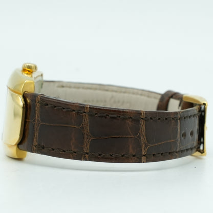 Unworn Chopard La Strada 18k Gold Leather Quartz Silver Ladies Watch 419255-0001