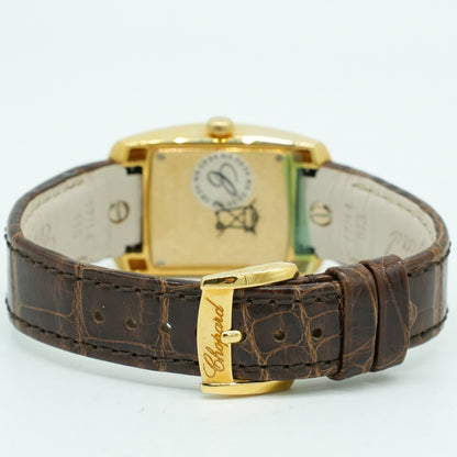 Unworn Chopard La Strada 18k Gold Leather Quartz Silver Ladies Watch 419255-0001