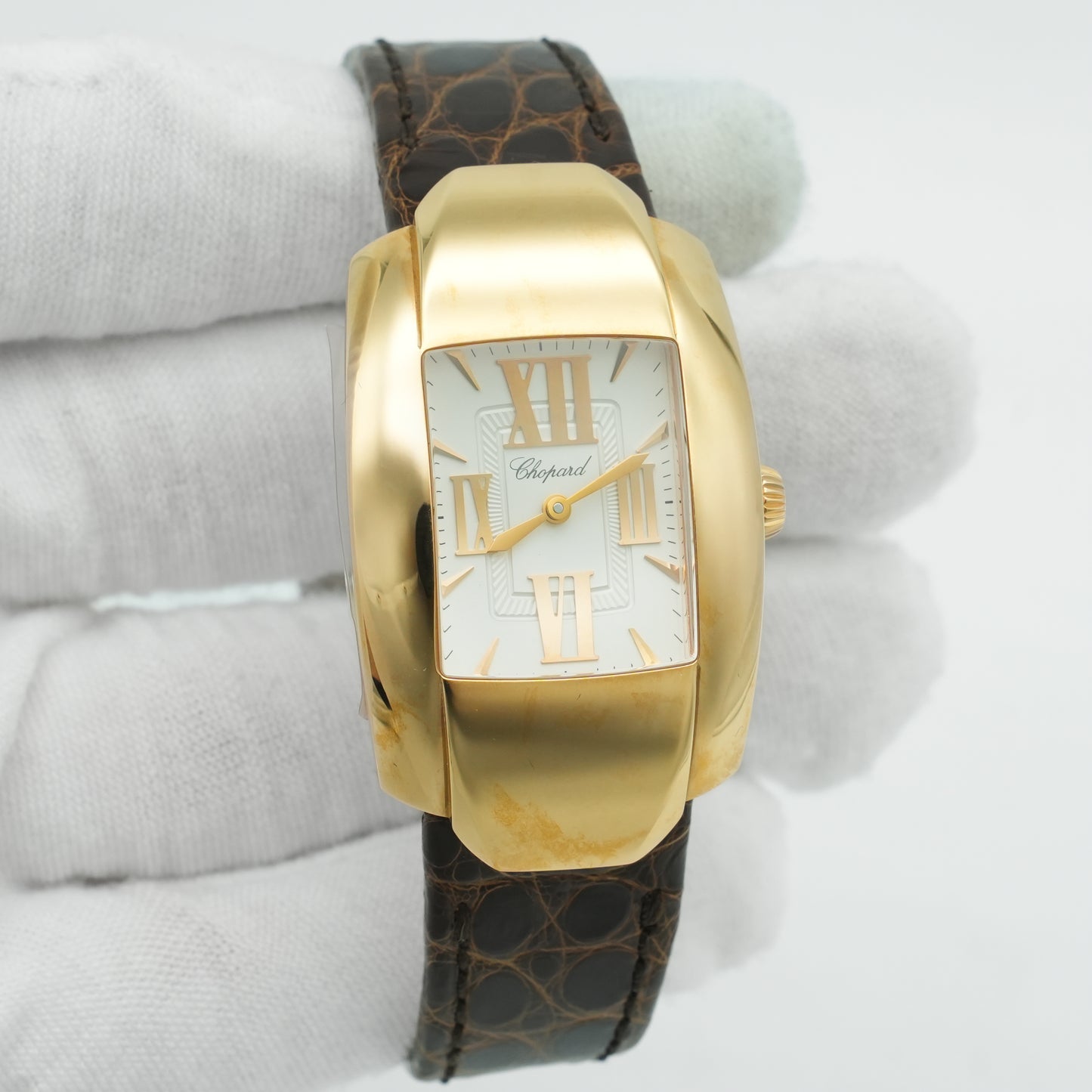 Chopard La Strada 18k Rose Gold Leather Quartz Silver Ladies Watch 419255-5001