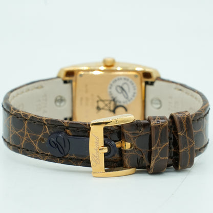 Chopard La Strada 18k Rose Gold Leather Quartz Silver Ladies Watch 419255-5001