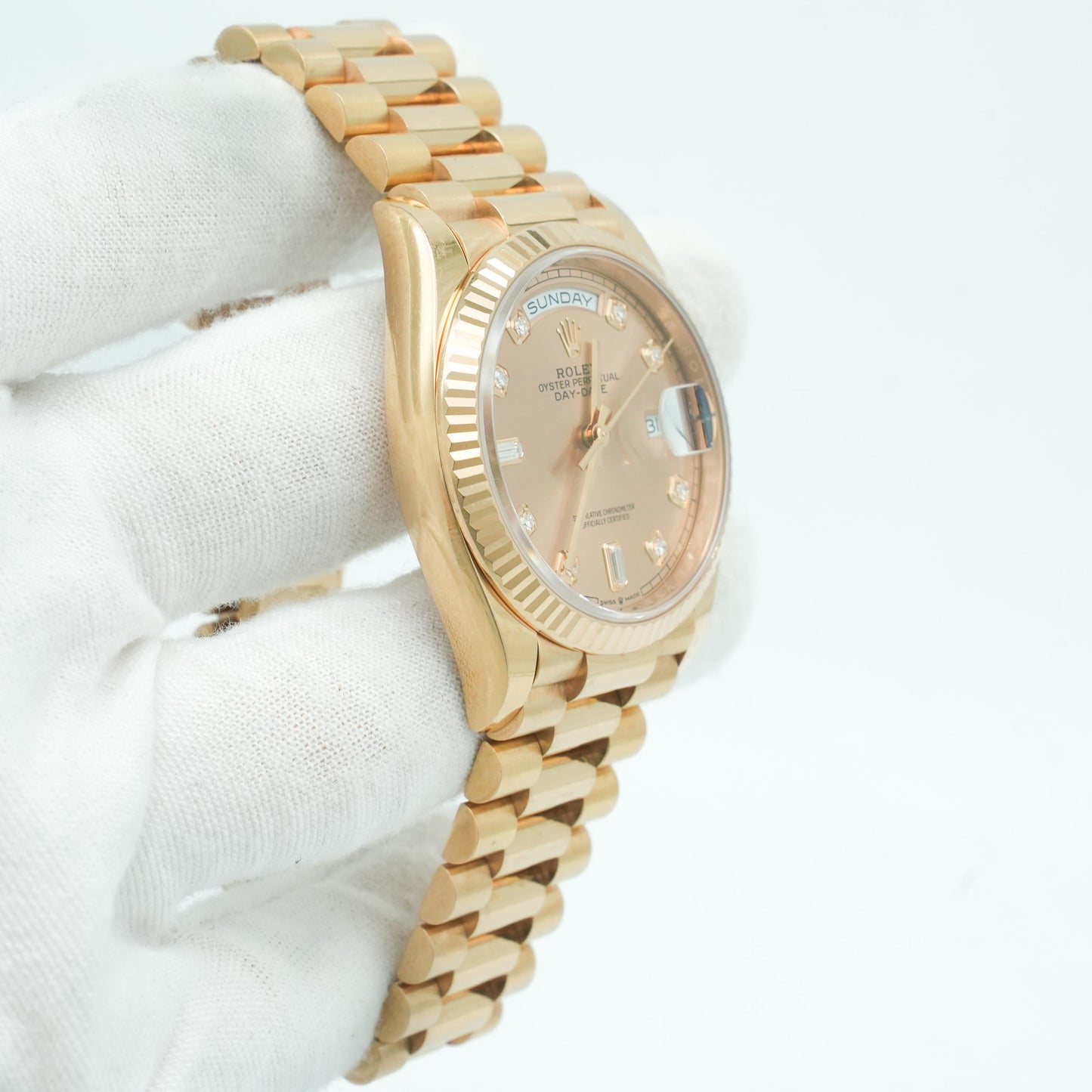 Rolex Day-Date 36mm 128235 Rose Gold President - Rose Diamond B&P 2022