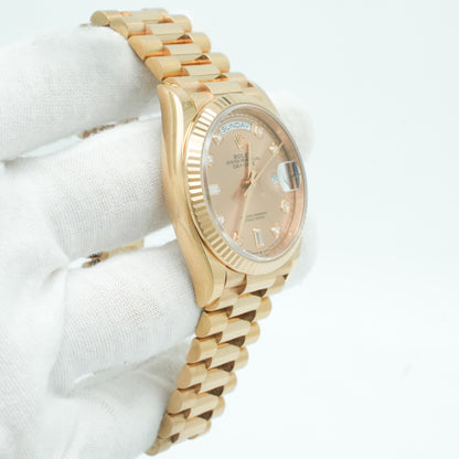 Rolex Day-Date 36mm 128235 Rose Gold President - Rose Diamond B&P 2022