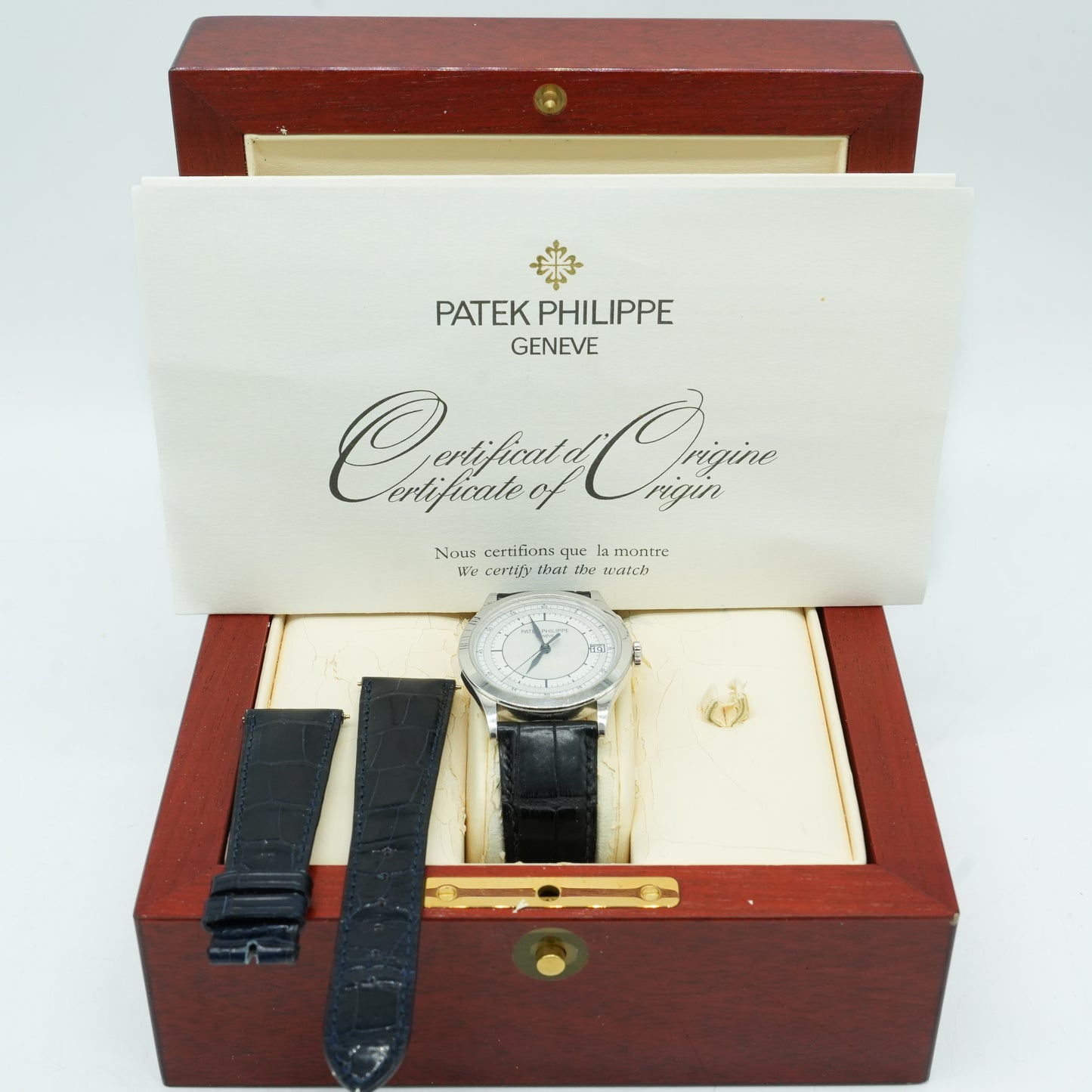 Patek Philippe Calatrava White Gold Silver Dial 38mm 5296G-001 B&P 2011