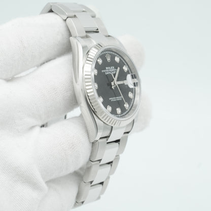 New Rolex 126234 Steel Datejust 36 Fluted Bezel Black Diamonds Dial B&P 2025