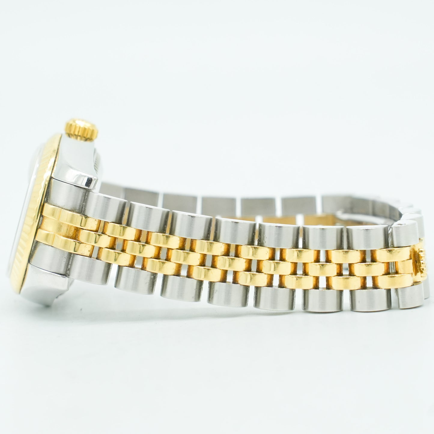 Rolex Datejust 18k 179173 Yellow Gold/Steel Silver Pyramid Dial 26mm Watch