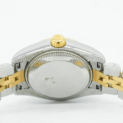 Rolex Datejust 18k 179173 Yellow Gold/Steel Silver Pyramid Dial 26mm Watch