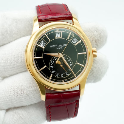 Patek Philippe Annual Calendar 5205R-010 18k Rose Gold Black Dial Box & Papers