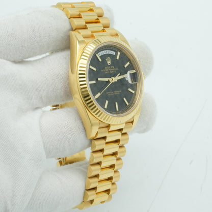 Rolex Day-Date 40 President 228238 Black Stick Yellow Gold Box & Paper