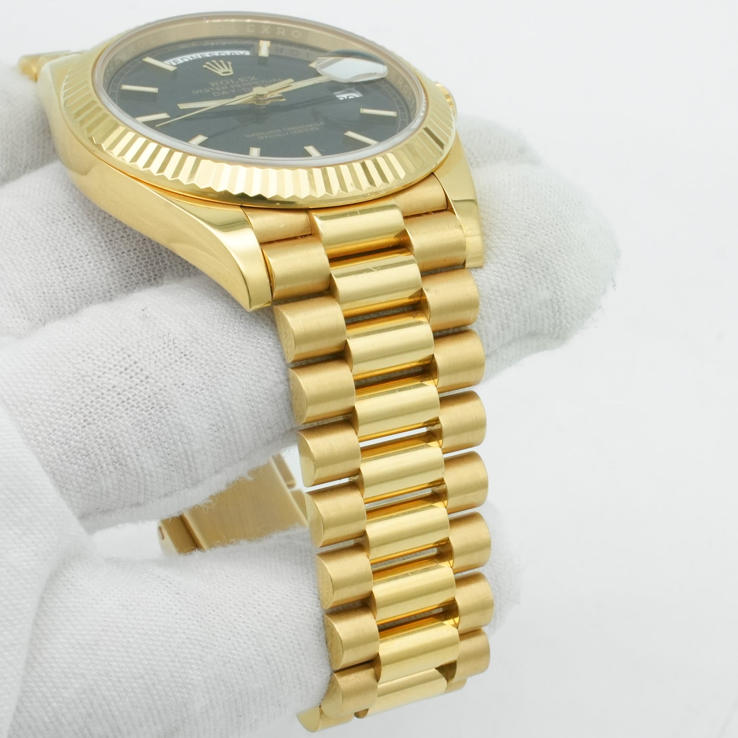 Rolex Day-Date 40 President 228238 Black Stick Yellow Gold Box & Paper
