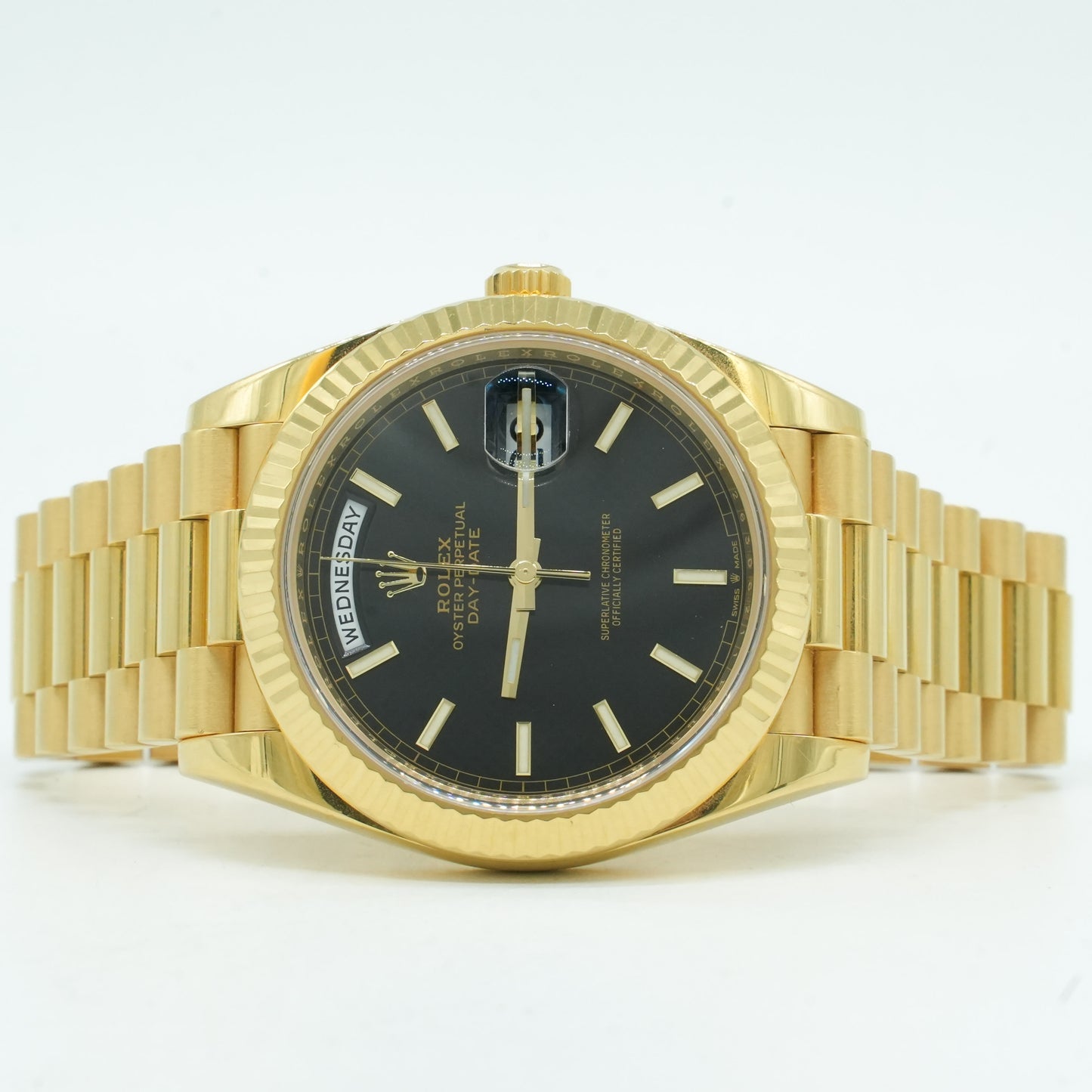 Rolex Day-Date 40 President 228238 Black Stick Yellow Gold Box & Paper