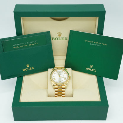 Rolex Day-Date II President 41mm Silver Roman 18K Yellow Gold 218238 BP 2022