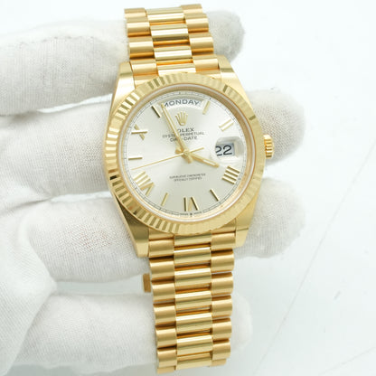 Rolex Day-Date II President 41mm Silver Roman 18K Yellow Gold 218238 BP 2022