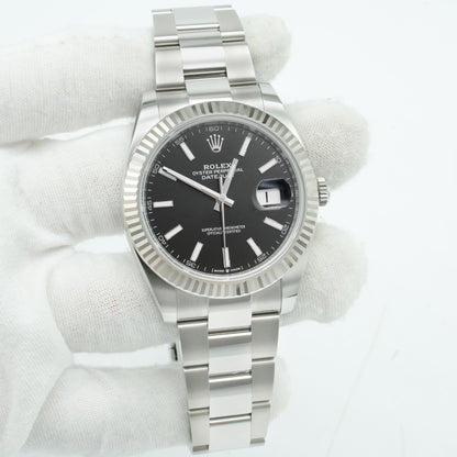 Rolex 41mm DateJust Steel Watch w/Black Dial & Fluted Bezel 116334 BP 2025