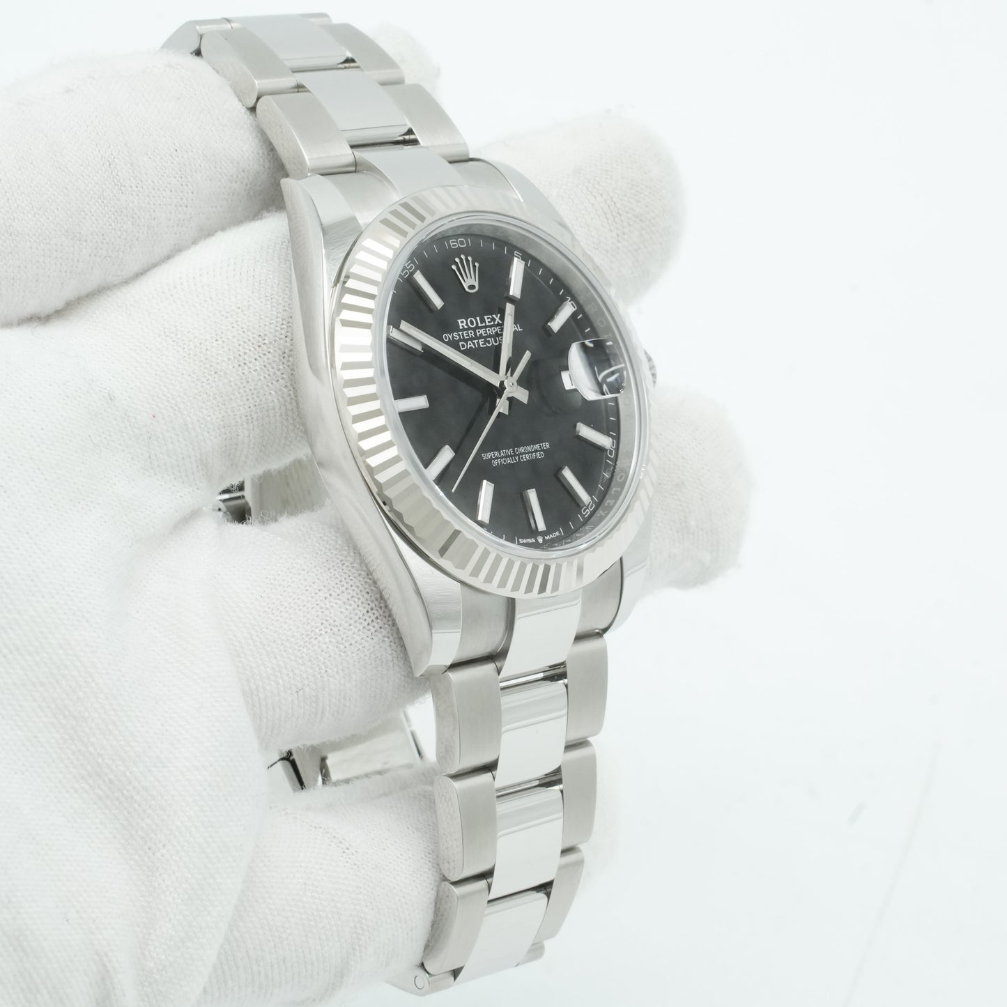 Rolex 41mm DateJust Steel Watch w/Black Dial & Fluted Bezel 116334 BP 2025