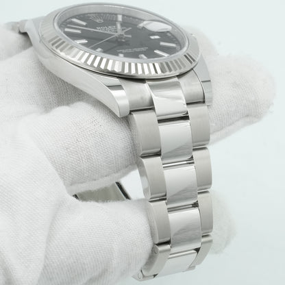 Rolex 41mm DateJust Steel Watch w/Black Dial & Fluted Bezel 116334 BP 2025