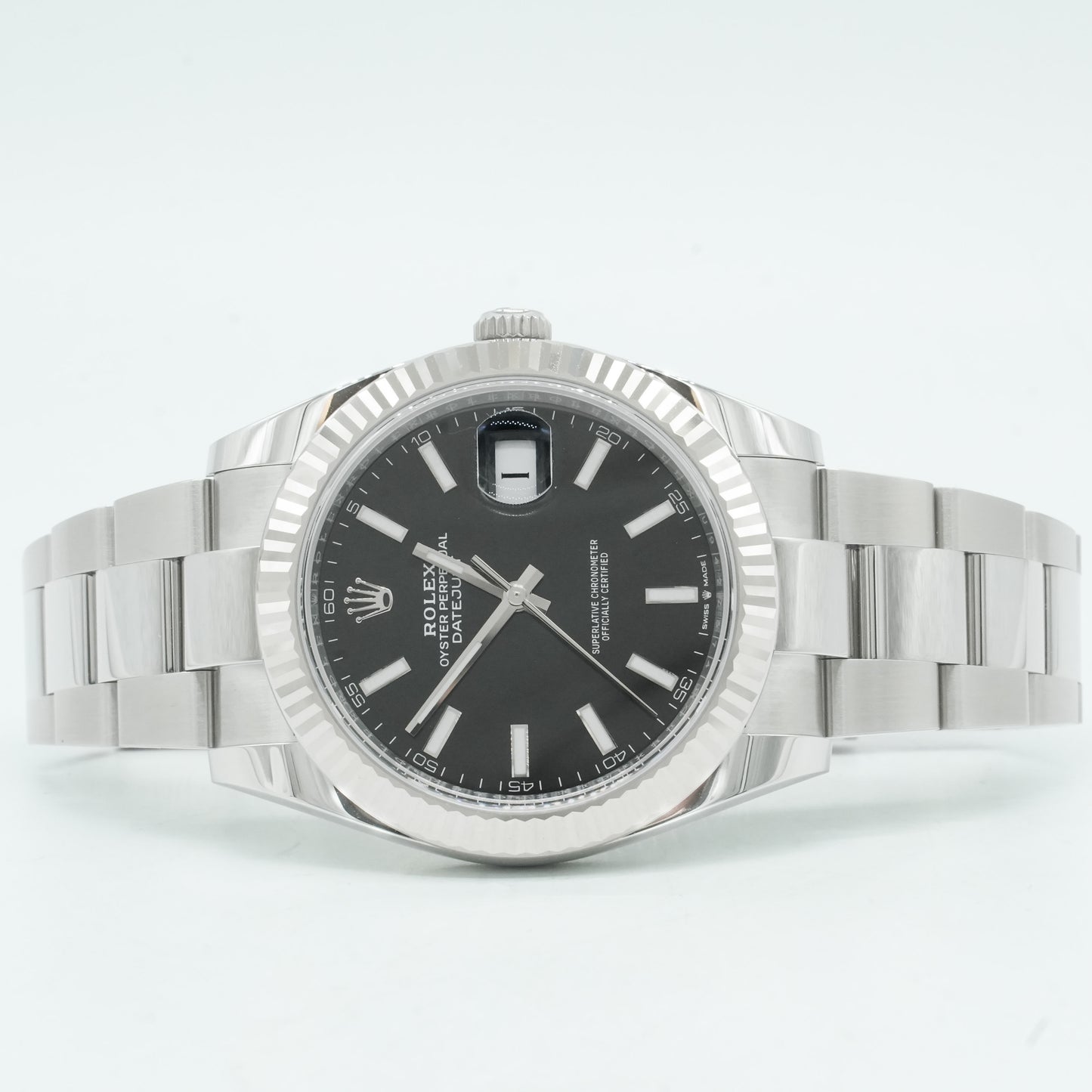 Rolex 41mm DateJust Steel Watch w/Black Dial & Fluted Bezel 116334 BP 2025