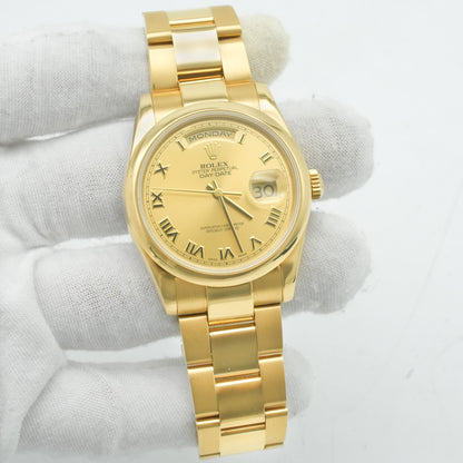 ROLEX 18K Yellow Gold 36mm Day-Date President 118208