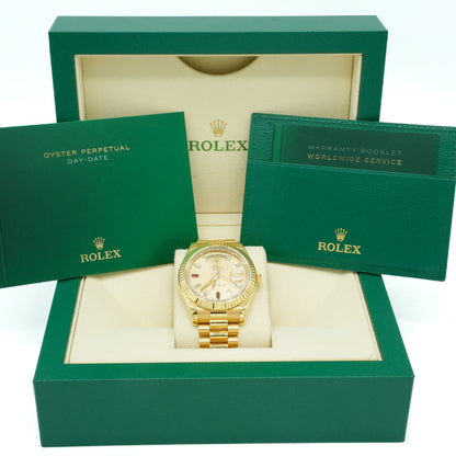 Rolex Day-Date II 218238 Ruby Diamond Dial 18k Gold