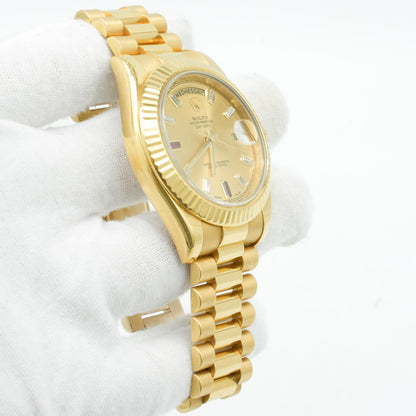 Rolex Day-Date II 218238 Ruby Diamond Dial 18k Gold