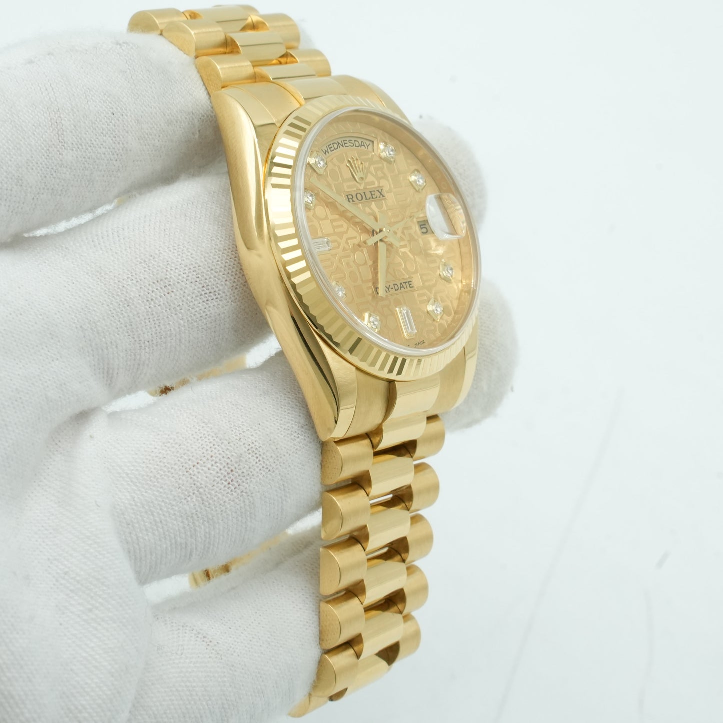 ROLEX Day-Date 36 118238A Yellow Shell Computer/Diamond WATCH 635259