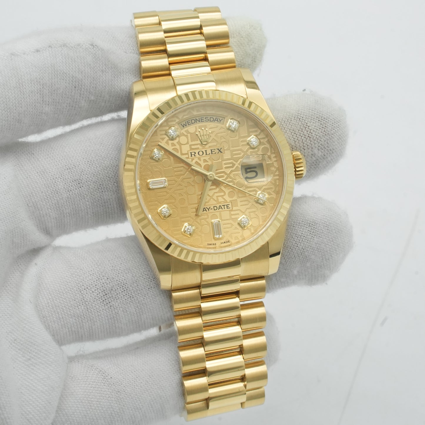 ROLEX Day-Date 36 118238A Yellow Shell Computer/Diamond WATCH 635259