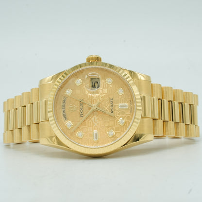 ROLEX Day-Date 36 118238A Yellow Shell Computer/Diamond WATCH 635259