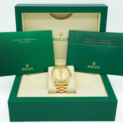 ROLEX Day-Date 36 118238 Yellow Diamond Champagne Dial