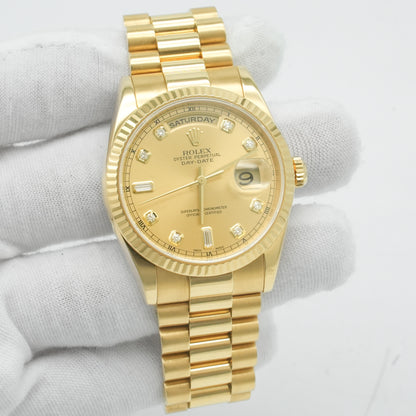 ROLEX Day-Date 36 118238 Yellow Diamond Champagne Dial