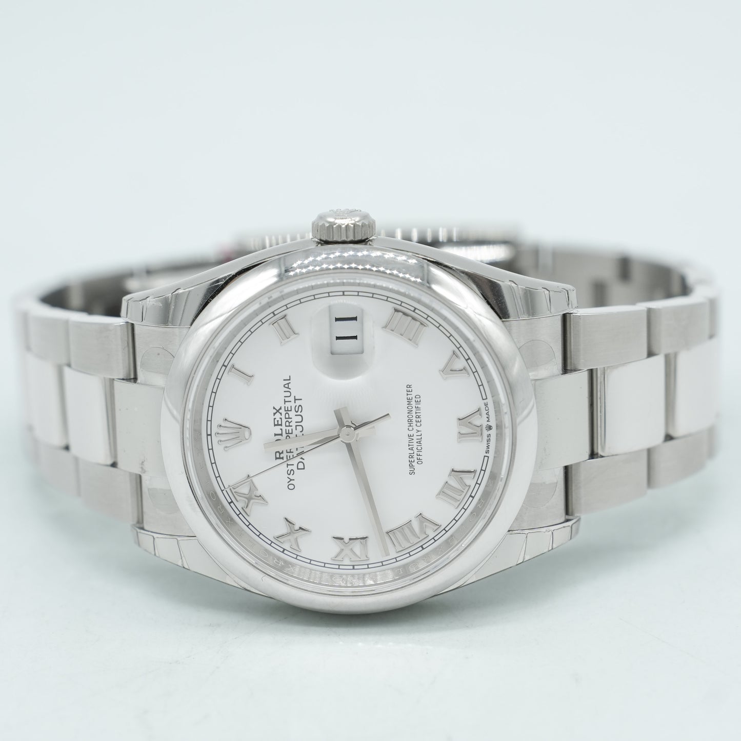 Rolex Datejust 36mm 126200 White Roman Dial Domed Bezel Oyster Bracelet