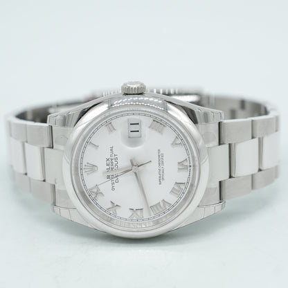 Rolex Datejust 36mm 126200 White Roman Dial Domed Bezel Oyster Bracelet