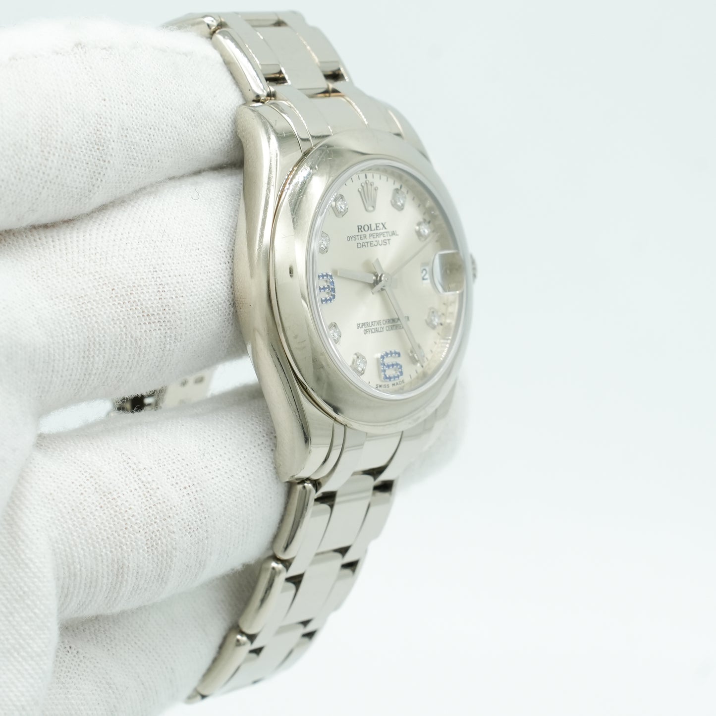 Rolex Lady-Datejust PearlMaster 34mm 81209 White Gold Factory Diamonds