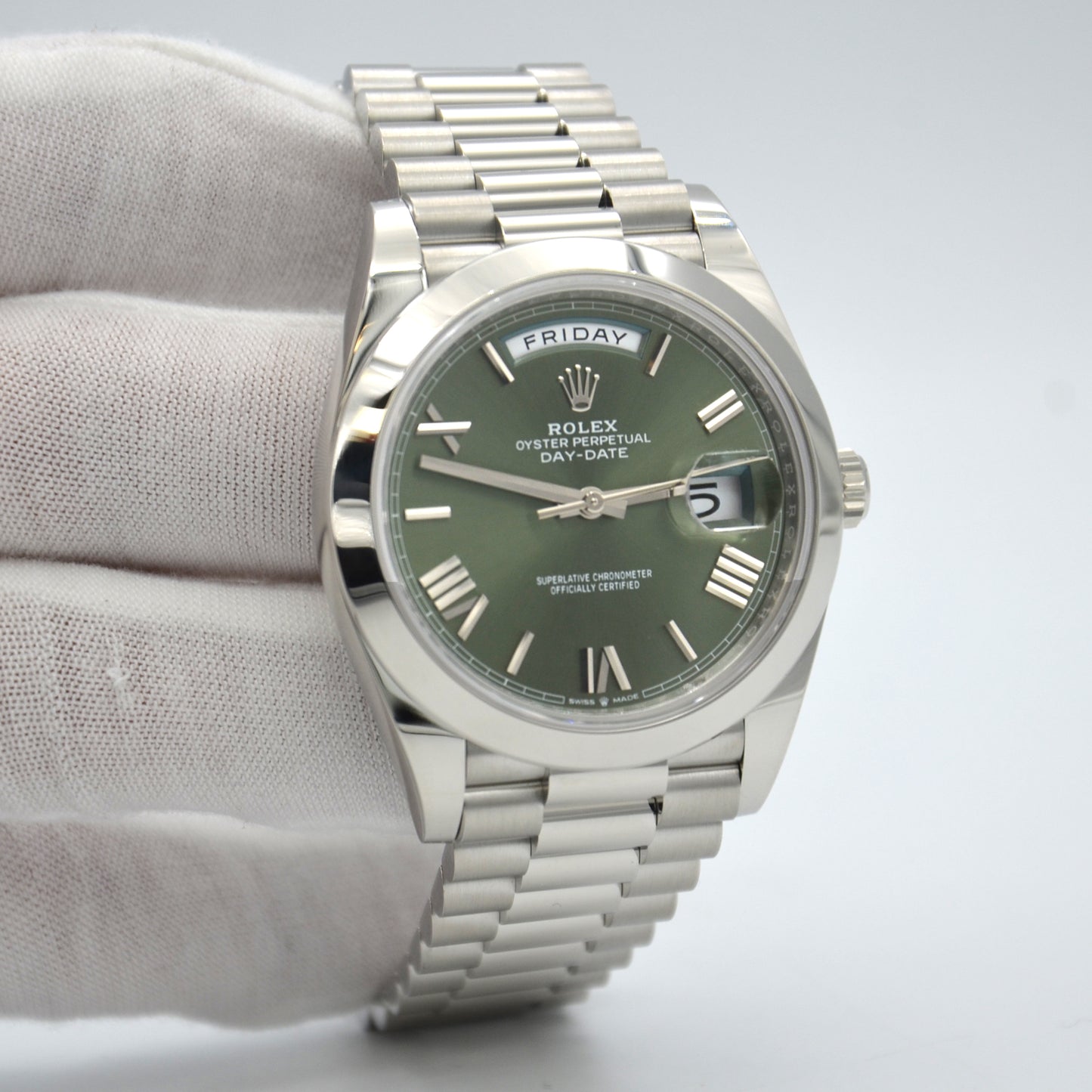 Rolex 228206 Day Date President Platinum Green 40mm with box & papers New 2022