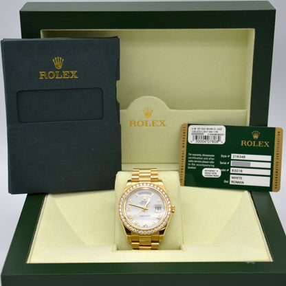 Rolex Day-Date II White Roman Dial Factory Diamond 41mm 218348 2013