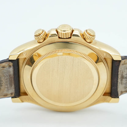 Rolex Daytona 116518 Watch 40MM Yellow Gold White Arrow Dial Leather