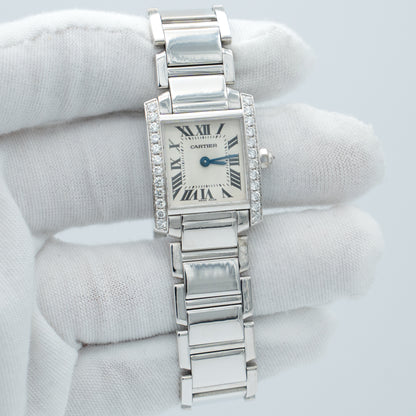 Cartier Tank Francaise 18k White Gold & Factory Diamonds Quartz Watch 2403