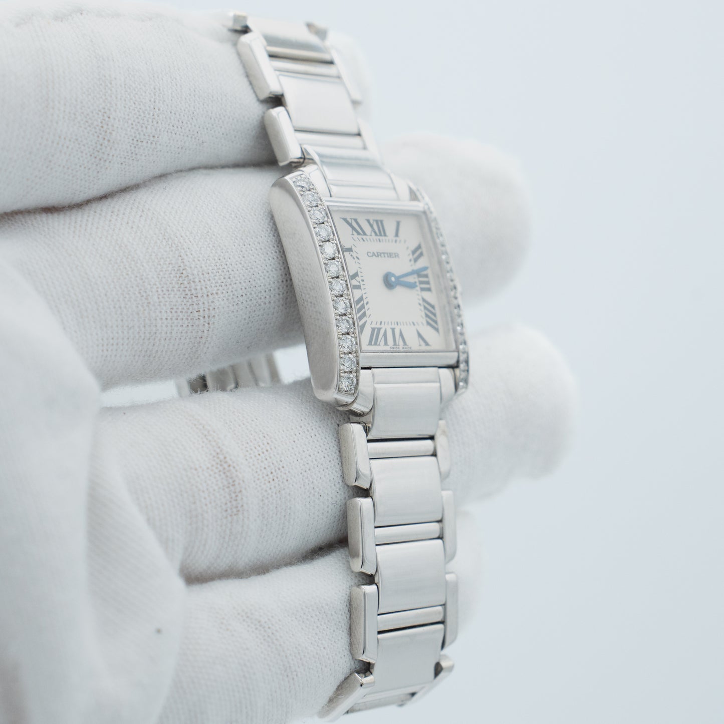 Cartier Tank Francaise 18k White Gold & Factory Diamonds Quartz Watch 2403