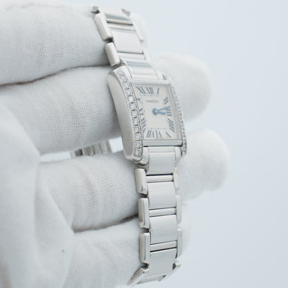 Cartier Tank Francaise 18k White Gold & Factory Diamonds Quartz Watch 2403