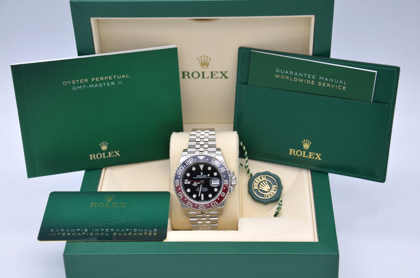 New Rolex GMT-Master II 40mm PEPSI Red Blue Jubilee 126710BLRO Box & Papers 2024